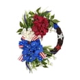thumbnail image 2 of Patriotic Wreath For Front Door 17.7 Inch Red White Blue Flowers Flag Bow Home Decor for 4th Of July Memorial Day Veterans Day Porch Wall Entryway Office Home Office Wall Decor Gift Holiday Decor, 2 of 7
