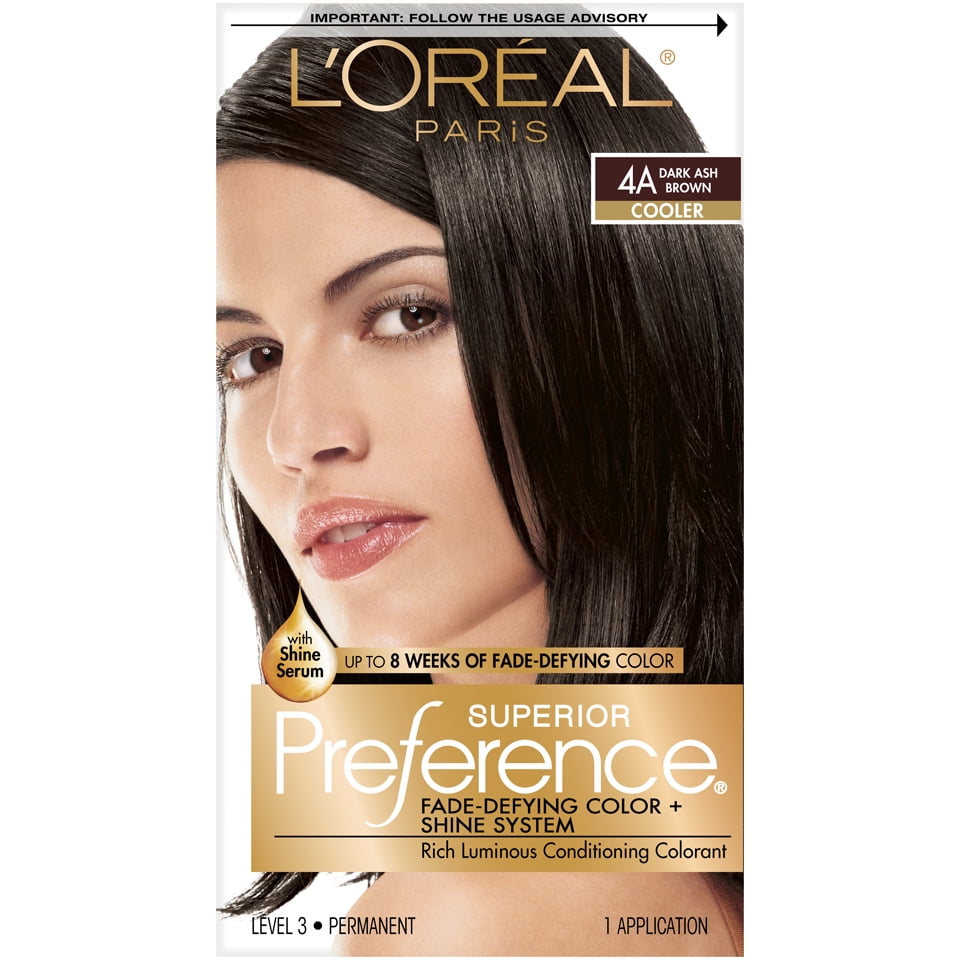 L'Oreal Paris Superior Preference Fade-Defying Shine Permanent Hair Color,  4A Dark Ash Brown, 1 Kit 