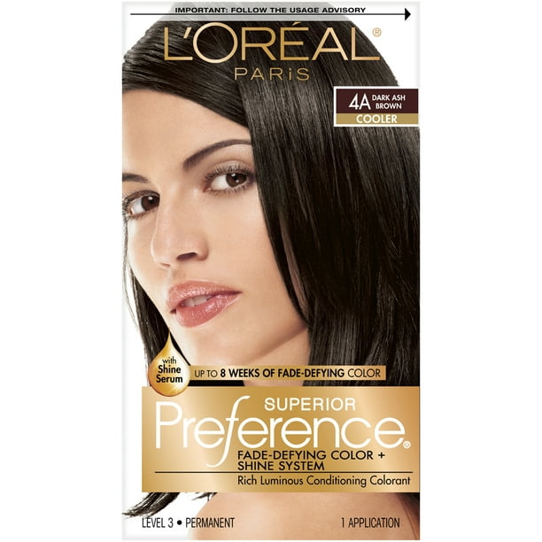 L'Oreal Paris Superior Preference Fade-Defying Shine Permanent Hair Color,  4A Dark Ash Brown, 1 Kit - Walmart.com