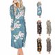 thumbnail image 4 of Vestido largo a media pierna, cuello redondo, elegante, a la moda, manga larga, estampado, bolsillo, vestido holgado, 4 of 6