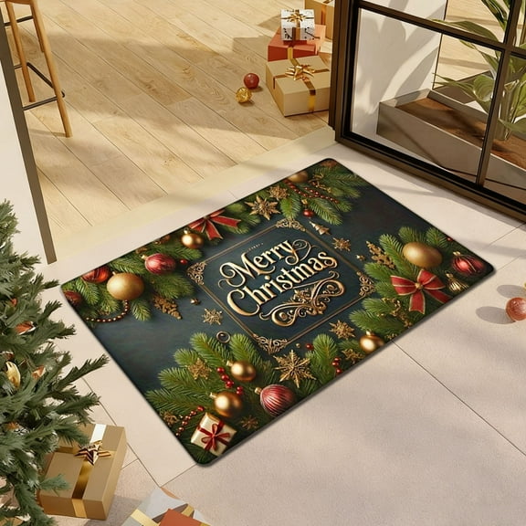 Tarmeek Christmas Welcome Doormat, Xmas Door Mats for Front Door, Christmas Decorations Outdoor Indoor Non Slip Doormat Entryway Floor Rug for Entrance Outside Xmas Home Decor