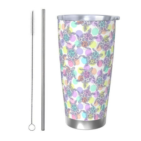 

Susaid Sea Turtles Print 20oz Car Cup Insulated Coffee Cup Fully Spill Proof Travel Coffee Mug Stainless Steel Tumbler for Work Home Outdoor Car-Straw Two-piece Set