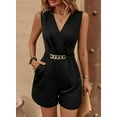 thumbnail image 4 of ZOELNIC Women's Rompers V Neck Pleated Sleeveless Dressy Casual Summer Mini Short Romper Jumpsuit, S, 4 of 6