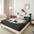 thumbnail image 3 of Castle Fairy Jungle Deer Queen Sheets 4 Pieces,Smooky Woodland Wildlife Queen Sheet Sets,Black Off White,1 Fitted Sheet, 1 Flat Sheet and 2 Pillowcases, 3 of 6