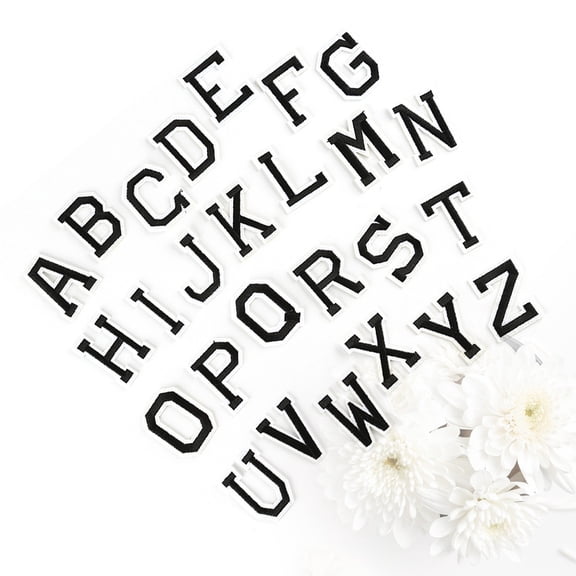 Masteelf 26pcs English Letters Patch Adhesive Embroidered Sewing Sticker Clothes Dress Plant Hat Jeans DIY Applique Accessory (Black)