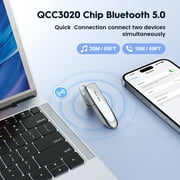 New Bee 2PC Bluetooth Headphones V5.0 Wireless (24H Talk Time/180D Standby) w/Mic, Dual Device Connectivity for iPhone/Android/Samsung/Laptop, Business Trucker Headsets,White