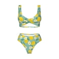 thumbnail image 4 of Rocae Lemons Chamomile Flowers And Leaves for Bikini Set for Women Two Piece Sexy High Swimsuits Split Crossover Bikini Small, 4 of 9