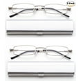 thumbnail image 1 of Newbee Fashion-Portable Compact Reading Glasses in Aluminum Case Metal Rectangle Shaped Reading Glasses with Spring Hinge in Case Lightweight Reader Slim Design Comfort fit in SILVER 2 Pack+3.00, 1 of 4