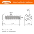 thumbnail image 2 of 1/4-20 x 1-1/2" Button Head Socket Cap Screws Bolts 304 Stainless Steel Machine, Allen Hex Drive, Bright Finish Fully Threaded 25PCS, 2 of 8
