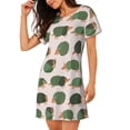 thumbnail image 2 of Balery Cute Armadillo Camisón de manga corta con cuello redondo para mujer, cómodo y elegante., 2 of 6