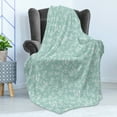 thumbnail image 4 of Butterfly Soft Flannel Fleece Throw Blanket, Monochrome Style of Various Flying Insects Botanical Elements, Cozy Plush for Indoor and Outdoor Use, 50" x 60", Pale Seafoam and White, by Ambesonne, 4 of 5