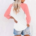 thumbnail image 6 of Jsaierl Womens 3/4 Sleeve Tops Plus Size V Neck Shirts Fashion Color Block Ladies Blouses Workout Loose Fit T-shirts Raglan Top S-3XL, 6 of 8