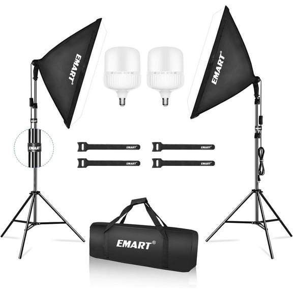 EMART Photography Softbox Lighting Kit, 20"×28" Soft Box Lights with Bulbs for Photography Studio
