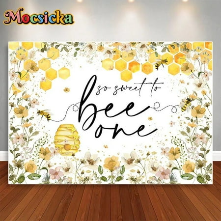 Image of Bee Day Cake Smash Backdrops for Sunflowers Beehive Honey Children 1st Birthday Photographic Studio Photo Backgrounds