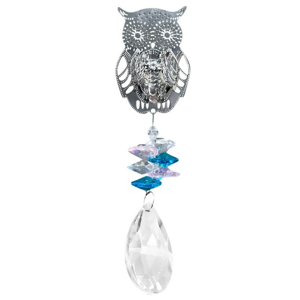 Crystalline Suncatcher Window Hanging, Crystal Balls Chain Strap Ornament, Colorful Garden Home Christmas Party Wedding Decor, Large Faceted Crystals, LED Lighted Crystals, 12 Inches