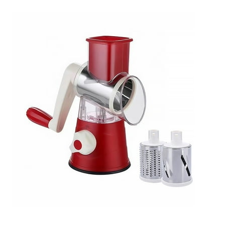 

Vegetable Slicer Chopper Rotary Cheese Grater with 3 Interchangeable tube Stainless Steel Blades