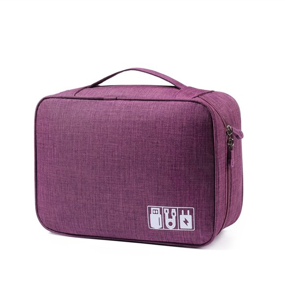 Typpkmm Electronics Cable Organizer, Portable Storage Bag with Digital Adapter, Multi-Device Compatibility, PURPLE