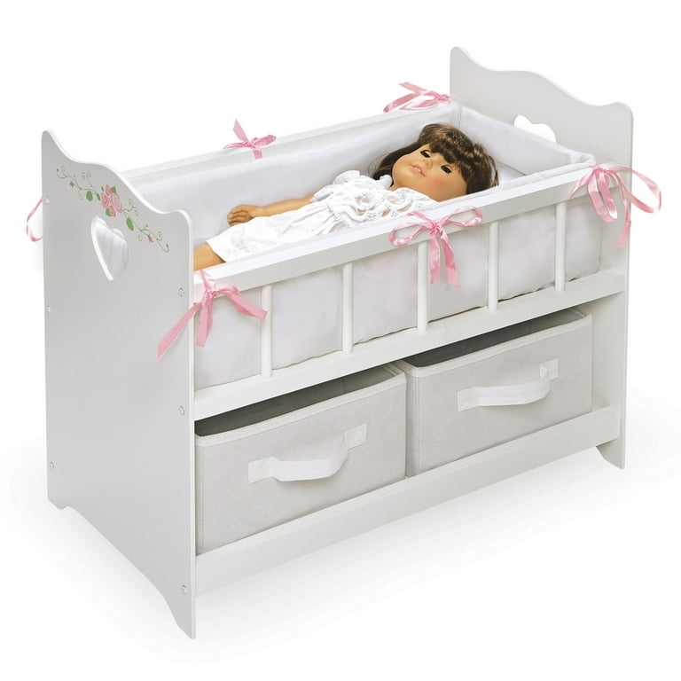 Badger Basket Doll Crib with Two Baskets - Executive Gray