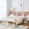 thumbnail image 2 of Yoneston Metal Platform Bed Frame Twin Size Single Bed frame with Wave Headboard & Footboard for Adult Bedroom Furniture, White, 2 of 8