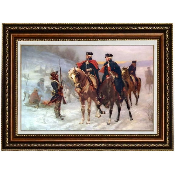 ELITEART-George Washington and Lafayette at Valley Forge Oil Painting Reproduction Giclee Wall Art Canvas Prints-Framed Size：30"x 22"