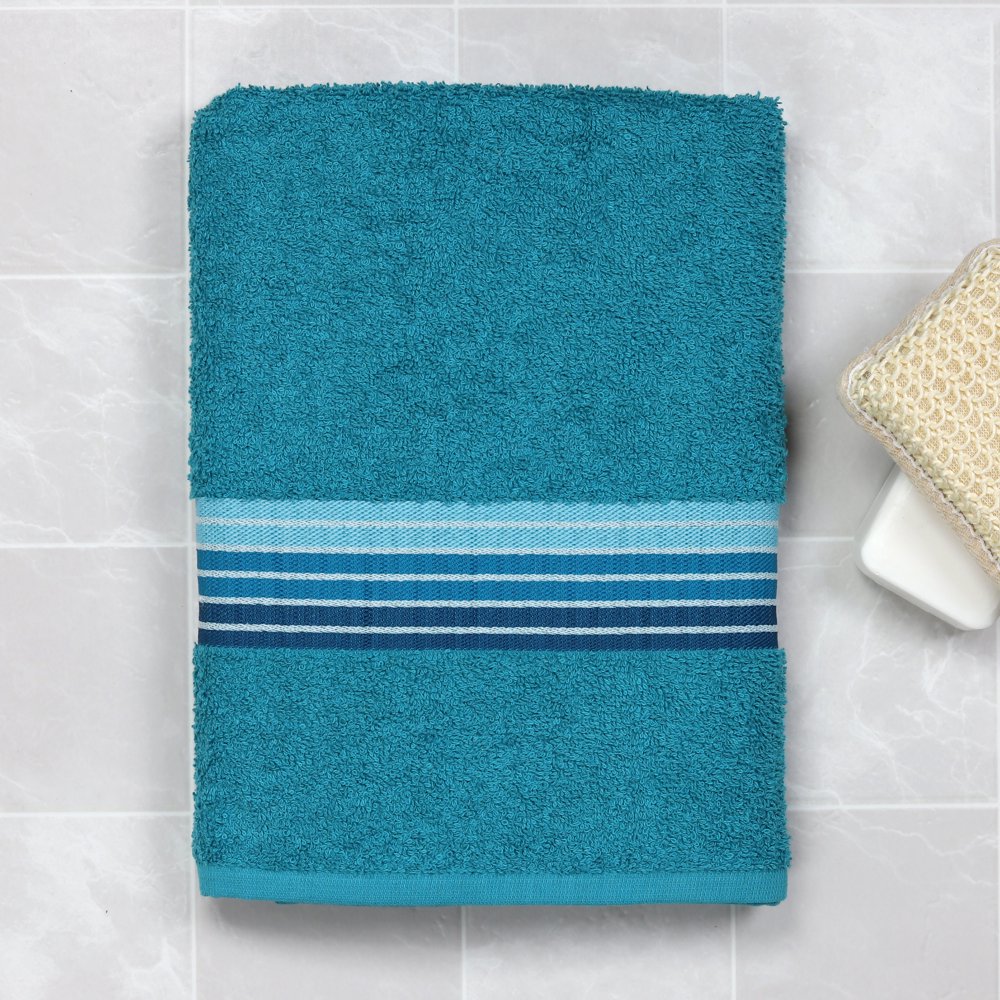 Mainstays Basic Bath Collection Single Bath Towel, Turquoise Ombre