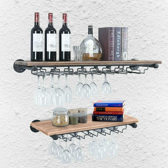 Wine Rack Hanging Glass Holder Shelf Wall Mount Champagne Rack Bar Decor 36''