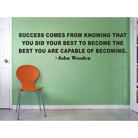 Success Comes From Knowing You Did Your Best To Become The Best Your Capable Of Becoming. John Wooden Life Sports Motivation Quote Custom Wall Decal Vinyl Sticker 12 Inches X 18