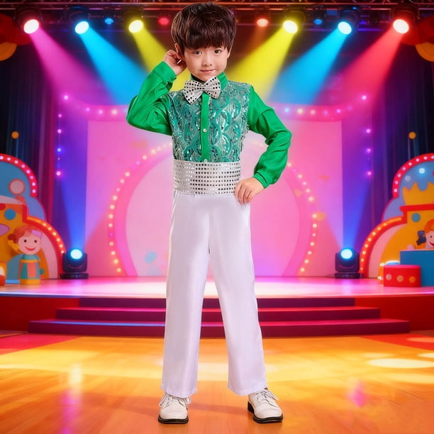 Cowsor Boys Disco Costume Kids 70s 80s Sequin Pop King Dance Star Halloween Carnival Party Cosplay Outfits