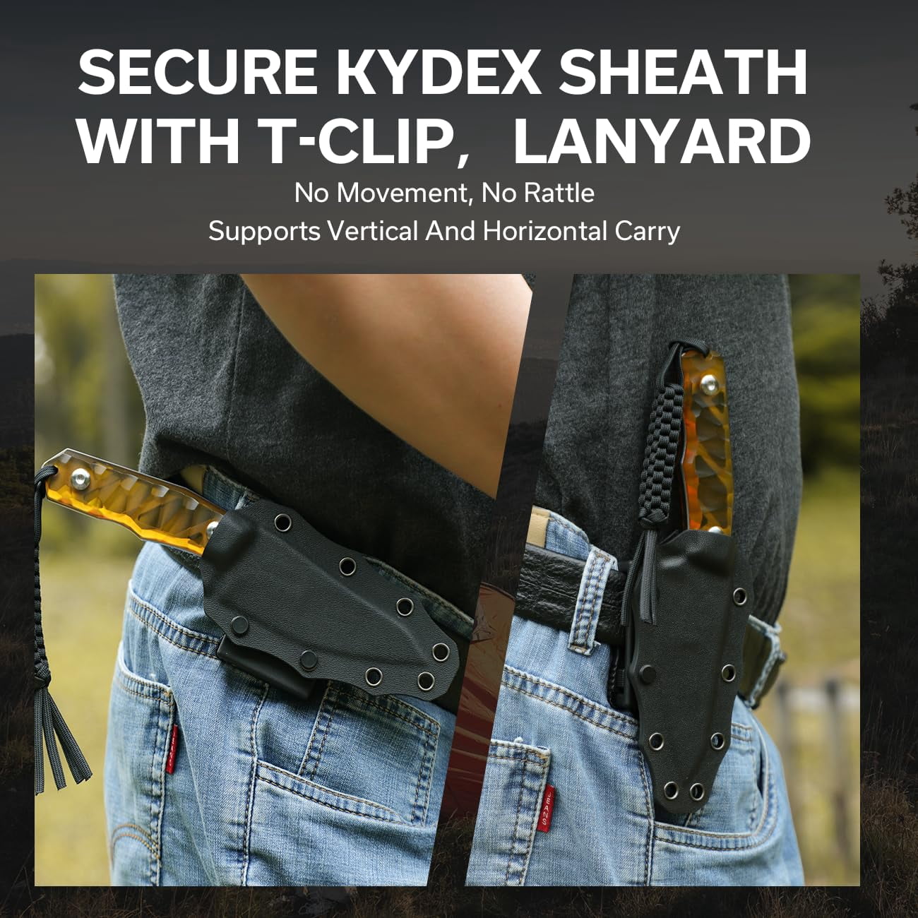 CIVIVI Fixed Blade Knife with Kydex Sheath, T-clip, Lanyard for Outdoor Carry, Propugnator Knife PG KNIVES Designed, 4.15" D2 Blade Ultem Handle C23002-3