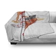 thumbnail image 3 of Pin up Girl Soft Flannel Fleece Throw Blanket, Blonde Short Haired Pin up Girl Red White Polka Dotted Long Dress and Laptop, Cozy Plush for Indoor and Outdoor Use, 50" x 70", Multicolor, by Ambesonne, 3 of 6