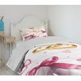 thumbnail image 4 of Ambesonne Pink White Quilted Bedspread Set 2 Pcs, Wedding Rings Hearts, Twin Size, Pink White Orange, 4 of 6