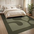 thumbnail image 3 of ODIKA 8'x10' Washable Area Rug Olive Green Geometric Art Design Modern Abstract Shapes with Bold Curves for Living Room, Under Sectional, Family , Durable, Non-Slip, 3 of 7