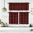 thumbnail image 4 of Buffalo Check Tiers and Valances Set Black and Red Farmhouse Kitchen Window Curtain Rod Pocket Window Treatment Decor Curtain, 4 of 6