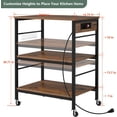thumbnail image 3 of Bakers Rack with Power Outlet Kitchen Microwave Stand Cart 3 Tier Coffee Bar Table Kitchen Storage Shelf Rack with 10 S-Shaped Hooks for Living Room Dining Room Office Brown, 3 of 8