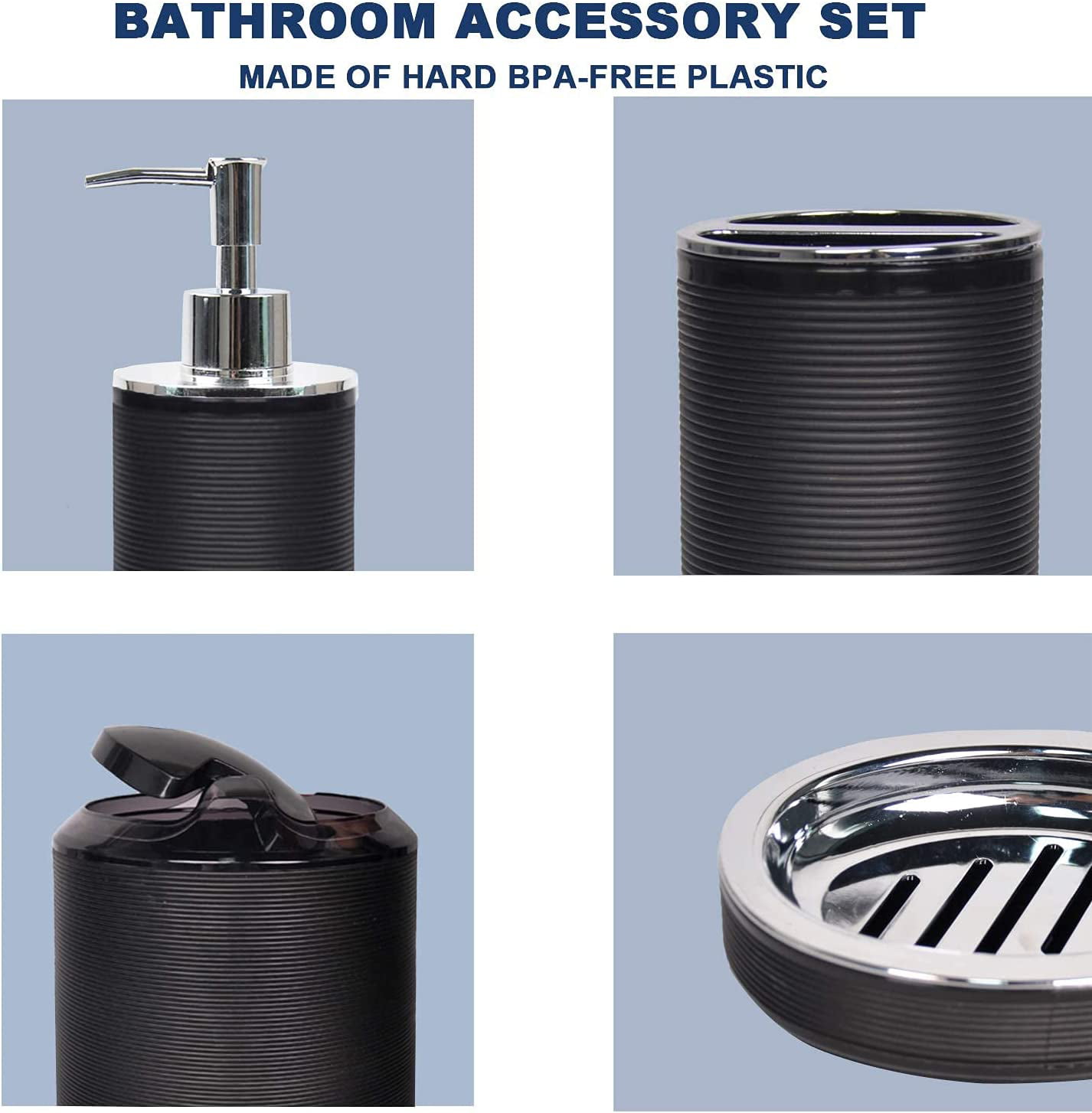 Nestl 20 Piece Bathroom Accessories Set, Black Bathroom Decor Set