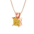 thumbnail image 2 of Clara Pucci 18K Rose Solid Hypoallergenic Gold 3Ct Natural Citrine Princess Cut Solitaire Designer Necklace Pendant For November, 2 of 6