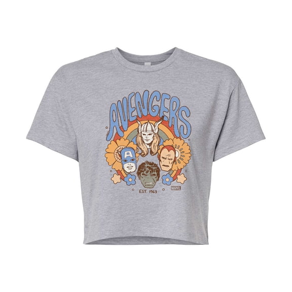 Marvel The Avengers - Floral - Juniors Cropped Graphic T-Shirt