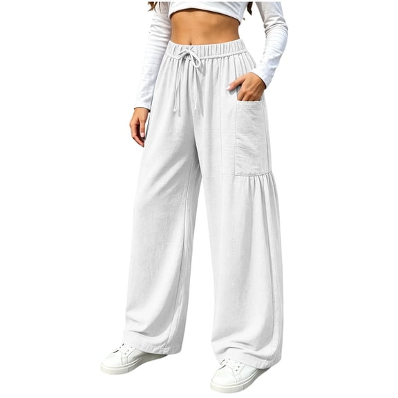 cocolona Womens Casual Loose Athletic Pants Elastic Waist Drawstring Wide Leg Gym Workout Trousers with Pockets
