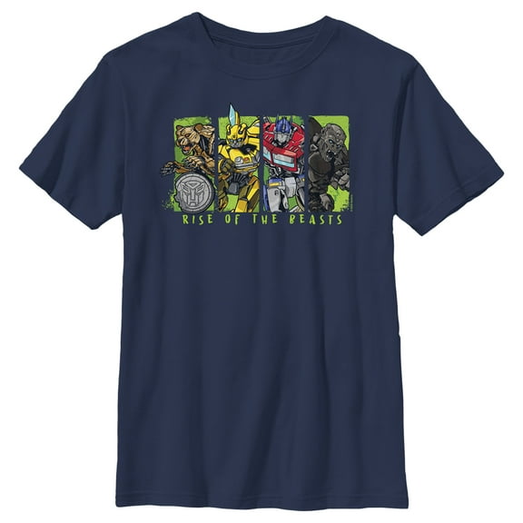 Boy's Transformers: Rise of the Beasts Movie Logo Character Squares  Graphic Tee Navy Blue X Large