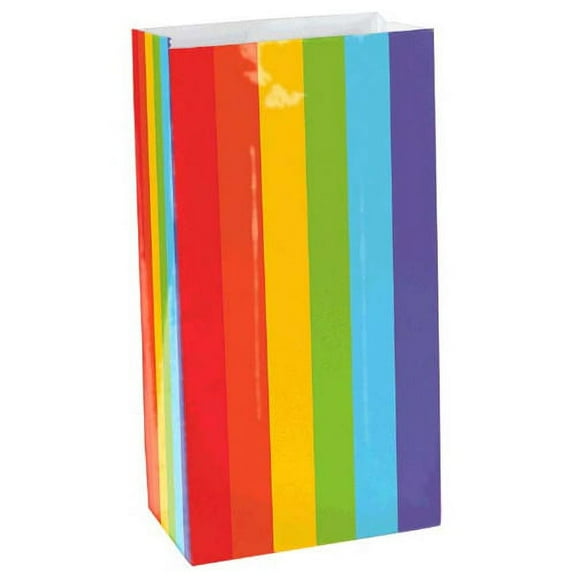 Rainbow Stripes Paper Favor Bags (12ct)