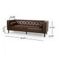 thumbnail image 3 of GDF Studio Neilan Contemporary Faux Leather Tufted 3 Seater Sofa with Bolster Pillows, Dark Brown and Espresso, 3 of 8