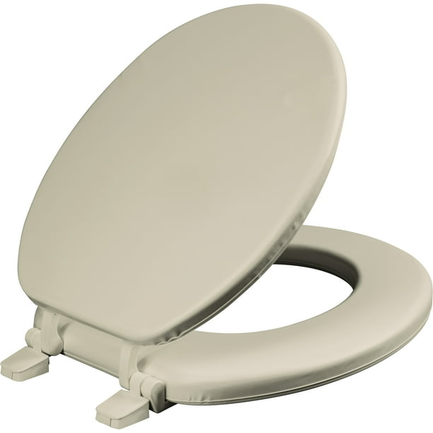 Mayfair Round Cushioned Vinyl Toilet Seat in Bone with Solid Plastic Core - Walmart.com 