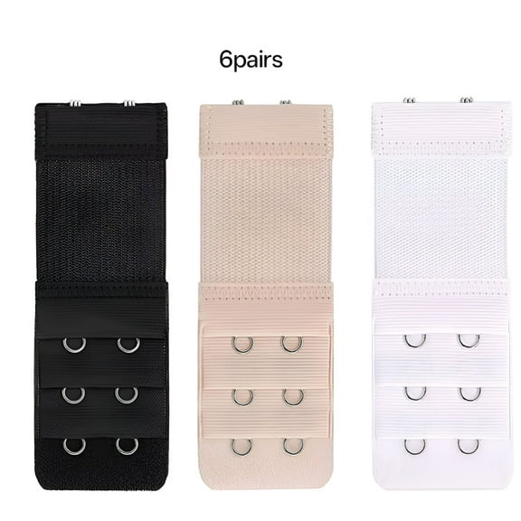 TELOLY 6 Pieces Women'S Soft Comfortable Elastic Bra Extenders Bra Extension Strap 2 Hook 3 Row Lady'S Bra Extender Bra Band