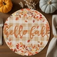 thumbnail image 2 of Fall Round Placemats Set of 4 Hello Fall Place Mats Thanksgiving Woven Placemat Autumn Leaf Orange Plaid Circle Braided Table Mat for Kitchen Dining Table Autumn Party Home Decor 15 Inch, 2 of 9