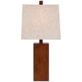 thumbnail image 6 of 360 Lighting Modern Rustic Accent Table Lamp 23" High Faux Wood Rectangular Block Brown Tan Fabric Shade for Bedroom Living Room House Home Bedside, 6 of 8