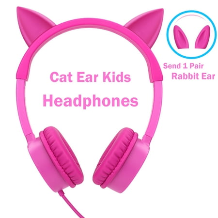 Kids Headphones, Vogek 2 in 1 Cat / Rabbit Wired On-Ear Headphones Headsets with 85dB Volume Limited, Children Headphones for