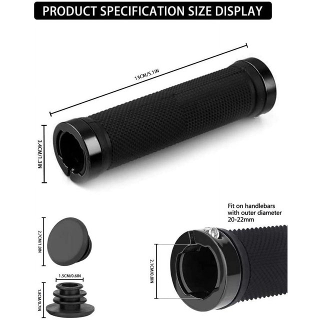 Empuñaduras de manillar de bicicleta Brillar con anillo de bloqueo impermeable de goma para MTB BMX 130 mm 21 mm 33 mm