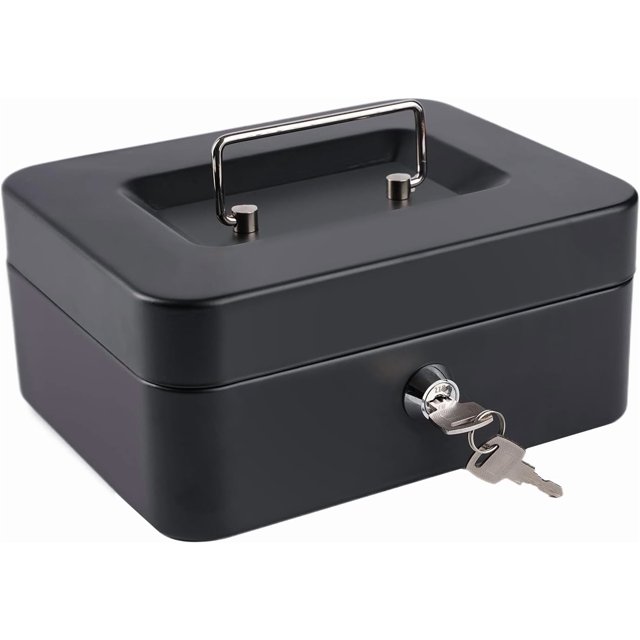Cash Box with Money Tray and Lock Small Cash Box with Key Lock Box for Money x x es