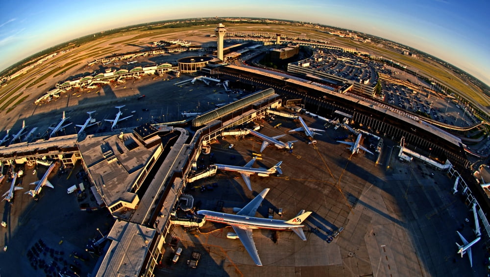 Aerial view of Chicago O'Hare International Airport, Chicago, Illinois