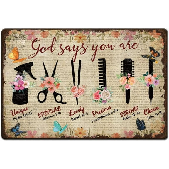 1pc Vintage Metal Tin Signs 8x12 inch Hairdressing Tools Metal Sign Hair Salon Wall Decor Personalized Hairstylist Gift for Hair Stylist Barbershop Home Wall Decor diy